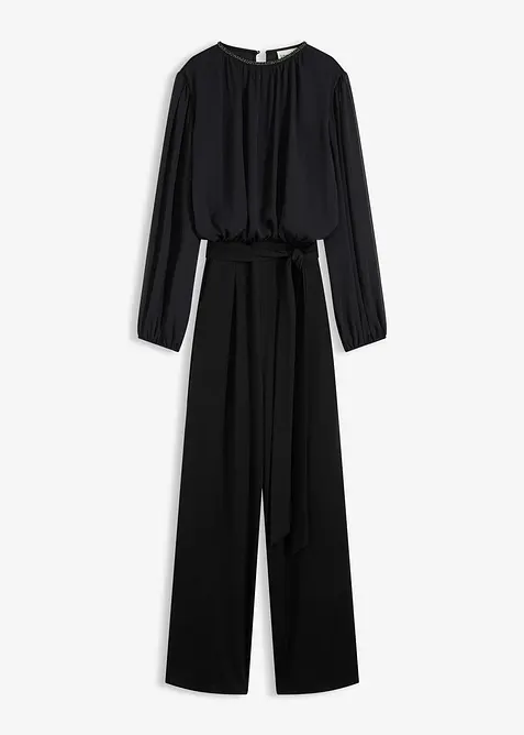 Jumpsuit med chiffon og glitter, bonprix