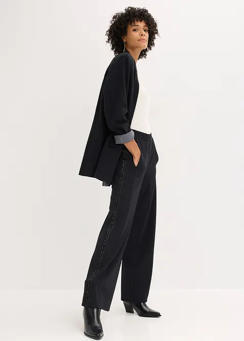 Pull on-bukse i Punto di Roma-materiale med strass, bonprix