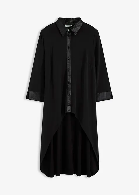 Jerseybluse med satengbesetning, bonprix