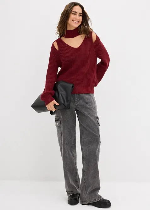 Grovstrikket genser med cut outs, bonprix