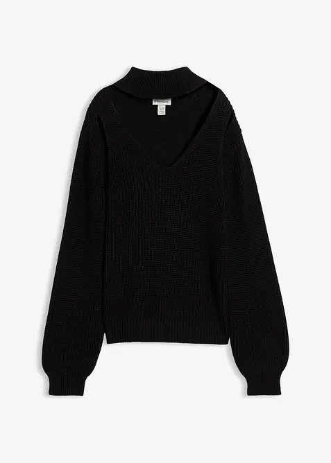 Grovstrikket genser med cut outs, bonprix