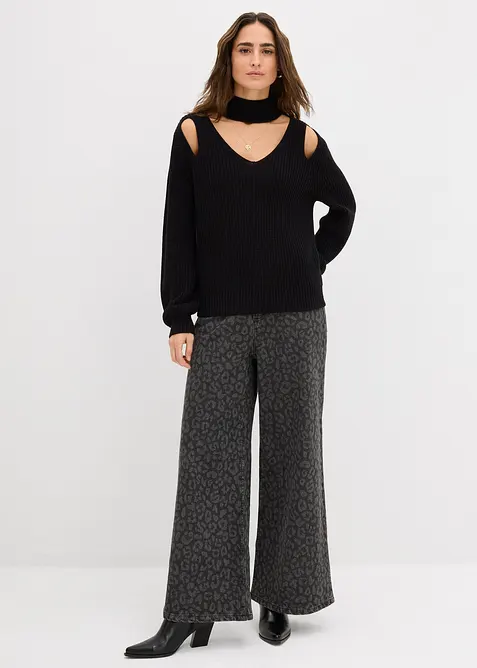 Grovstrikket genser med cut outs, bonprix