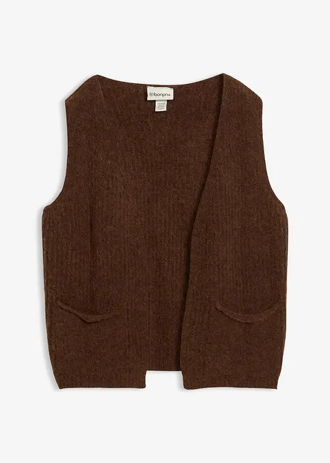 Grovstrikket  vest av alpakkaull, bonprix
