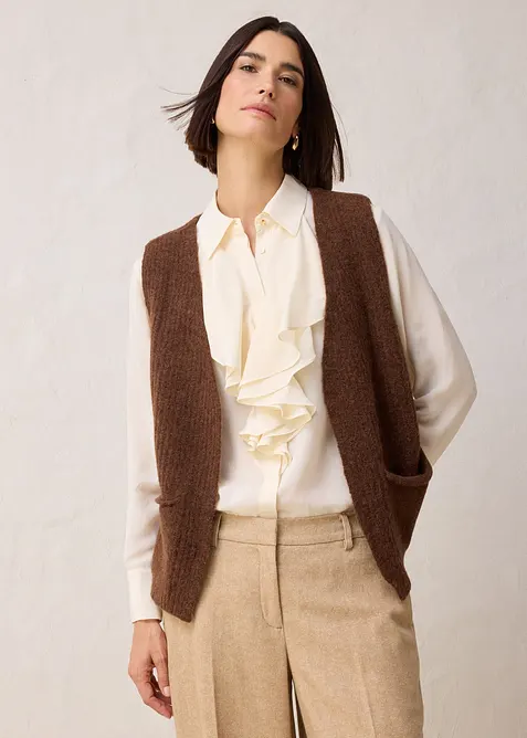 Grovstrikket  vest av alpakkaull, bonprix