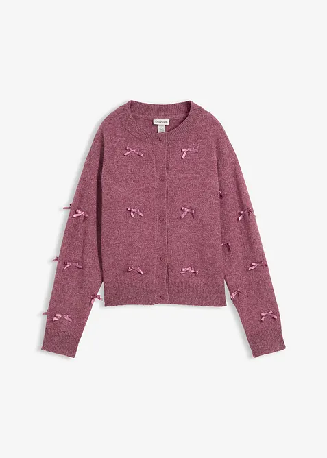Finstrikket cardigan med sløyfer, bonprix