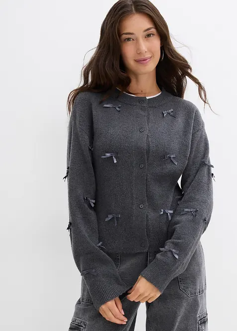 Finstrikket cardigan med sl&oslash;yfer, bonprix