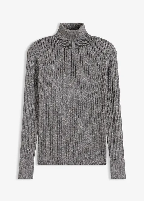 Ribbestrikket genser med glittergarn, bonprix