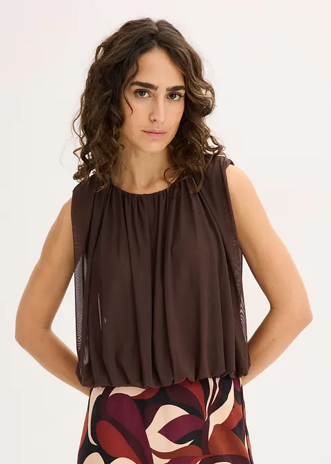 Ermeløs topp i fin mesh, bonprix