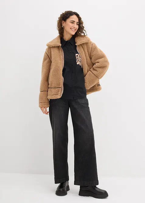 Oversized skjorte med lomme i kontrastfarge, bonprix