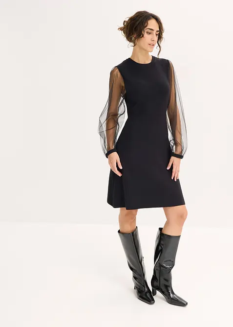 Strikkekjole av lett viskosemiks, bonprix