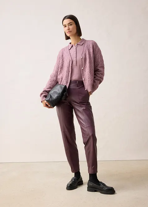 Cardigan med ull og hullm&oslash;nster, bonprix