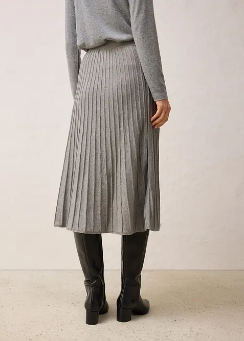 Strikket skjørt med merinoull, bonprix