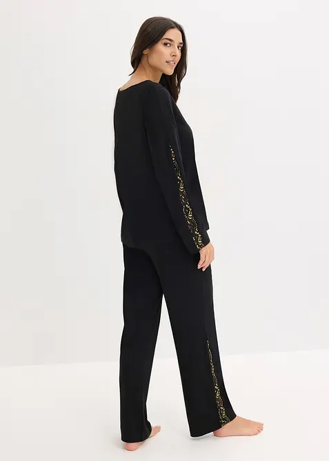 Pyjamas med fine, glitrende blonder, bonprix