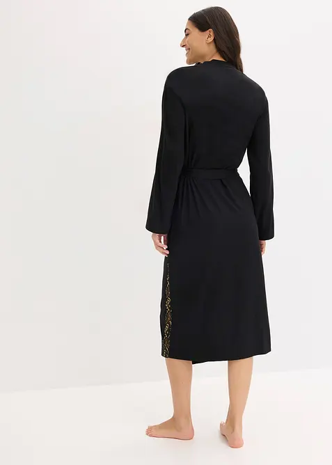 Kimono-morgenkåpe med glitrende blonder, bonprix