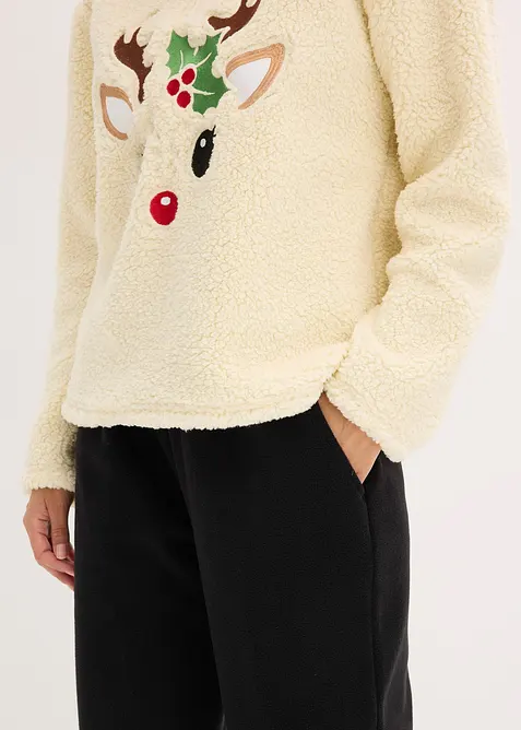 Loungewear-joggedress i pilé med fleecebukse, bonprix