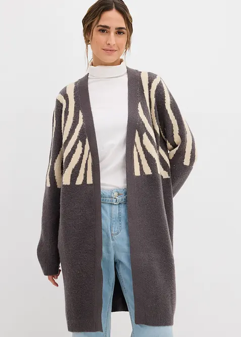 Strikket kåpe med sebratrykk, bonprix