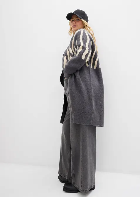 Strikket kåpe med sebratrykk, bonprix