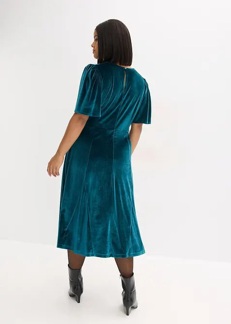 Midikjole i myk fl&oslash;yel, bonprix