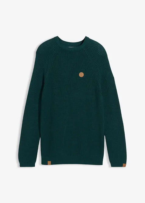 Genser av myk bomullsmiks med rund hals, bonprix