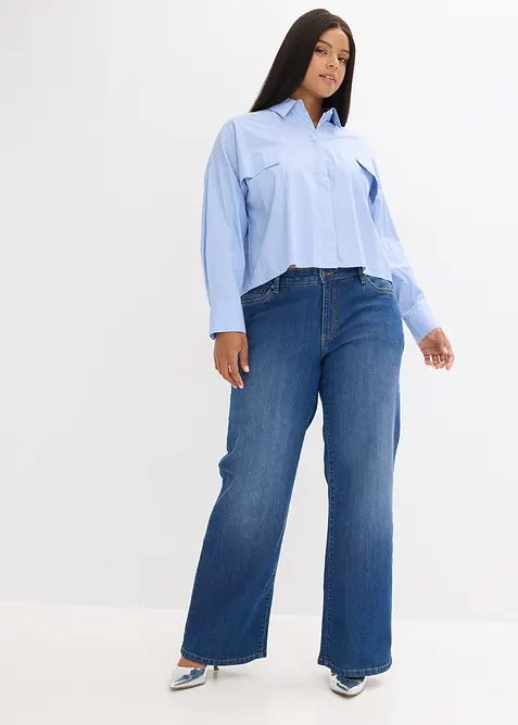 Oversized skjorte i bomullsmiks, bonprix