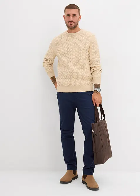 Genser med rund hals og strukturmønster, bonprix