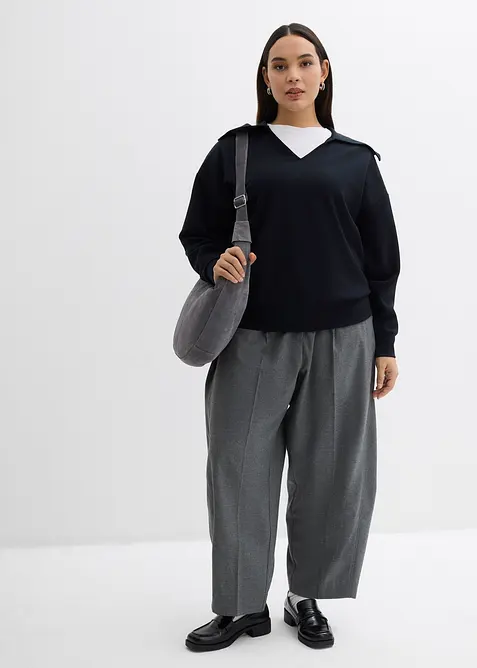 Langermet topp i viskosemiks med stor krage, bonprix