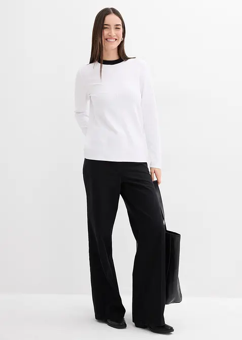 Langermet topp i viskosemiks med kontrastfarget innfelling i halsen, bonprix