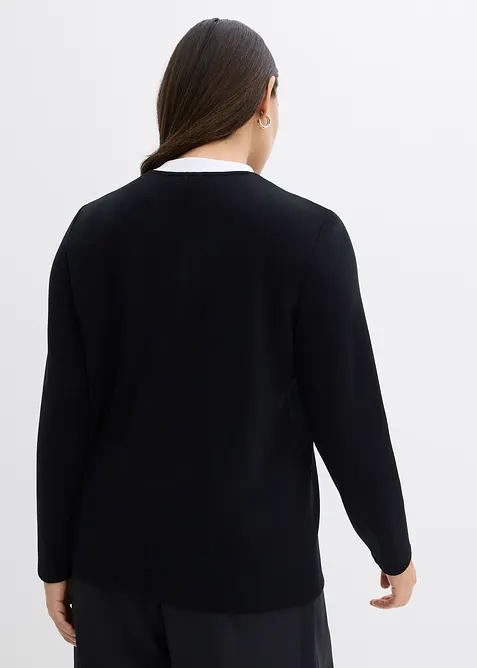 Langermet topp i viskosemiks med kontrastfarget innfelling i halsen, bonprix