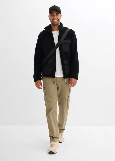 Teddyfleece-jakke med praktiske lommer og sporty detaljer, bonprix