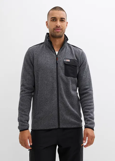 Jakke i strikket fleece med praktiske lommer og sporty detaljer, bonprix