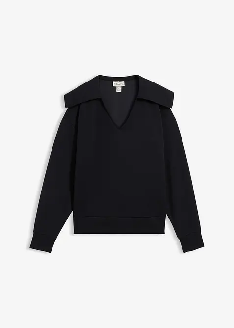 Langermet topp i viskosemiks med stor krage, bonprix