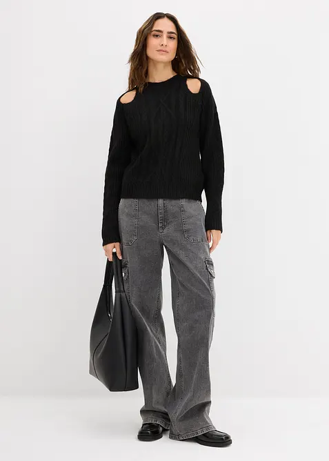 Kabelstrikket genser, bonprix