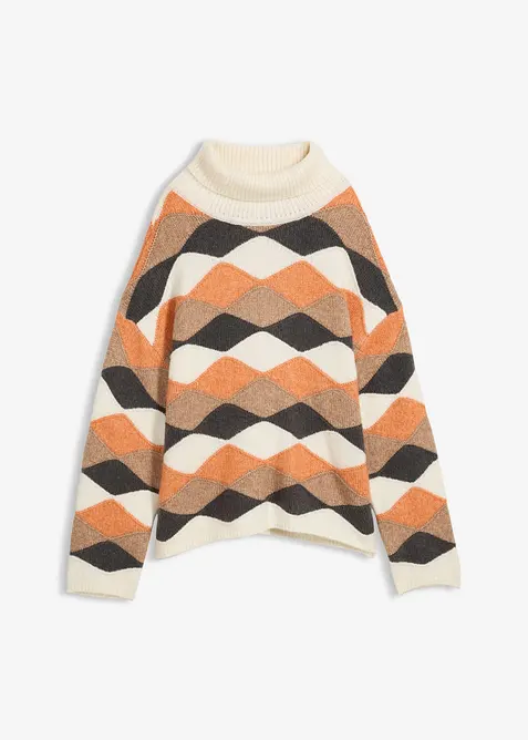 Genser med rullekrage og mønster, bonprix