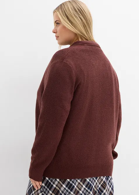 Finstrikket cardigan med rund hals, bonprix
