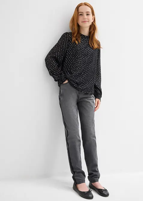 Chiffonbluse med rysjekrage, bonprix