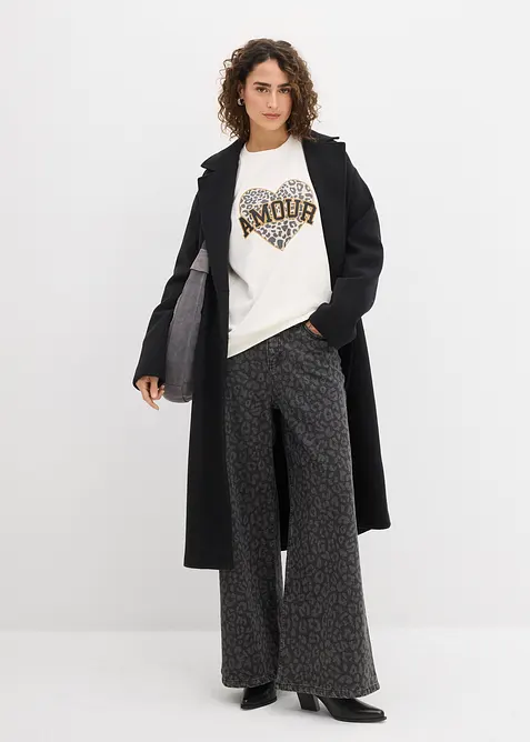 Oversized sweatshirt i bomullsmiks, bonprix