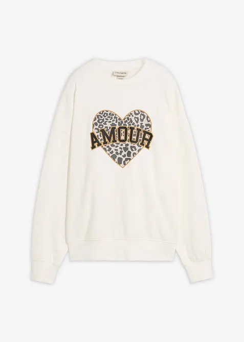 Oversized sweatshirt i bomullsmiks, bonprix