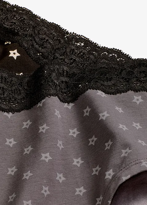 Truse med høy midje, økologisk bomull og blonder (4-pack), bonprix