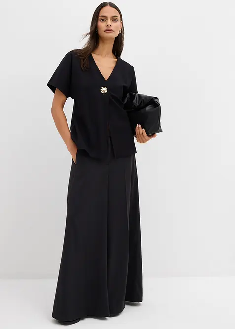 Behagelig vest i Punto di Roma-materiale med pynteknapp, bonprix