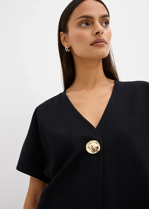 Behagelig vest i Punto di Roma-materiale med pynteknapp, bonprix