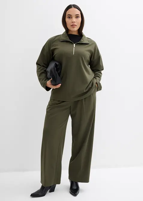 Bukse med legg i viskosemiks, bonprix