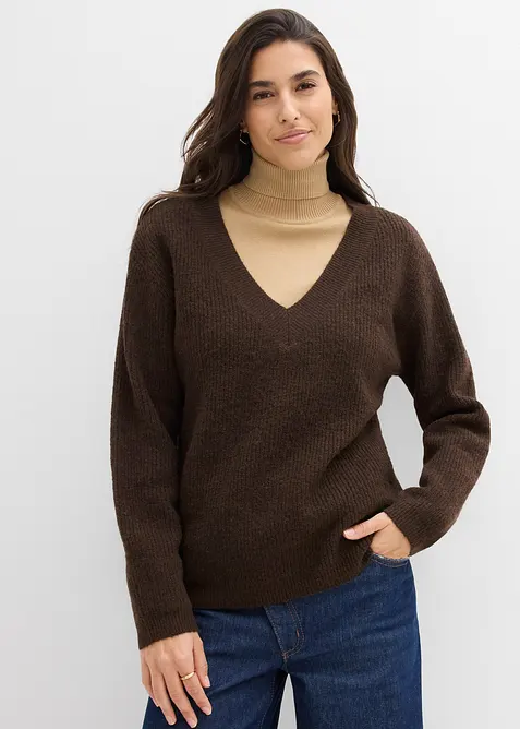 Strikket genser med V-hals, bonprix