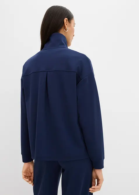 Sweatshirt med glidel&aring;s i lett viskosemiks med glans, bonprix