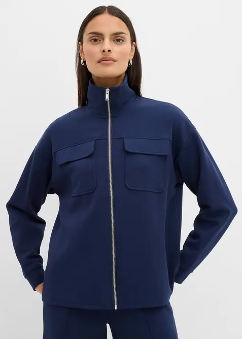 Sweatshirt med glidel&aring;s i lett viskosemiks med glans, bonprix