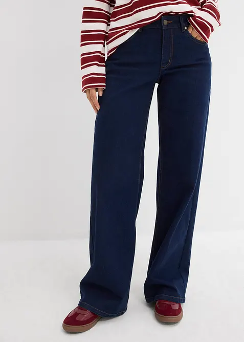 Wide-leg-jeans Mid Waist med &oslash;kologisk bomull, bonprix