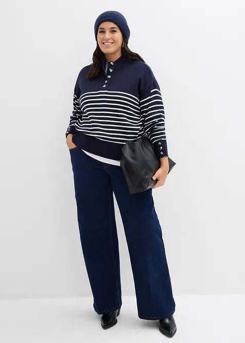 Wide-leg-jeans Mid Waist med &oslash;kologisk bomull, bonprix