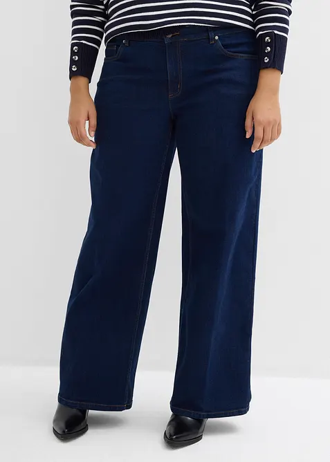 Wide-leg-jeans Mid Waist med &oslash;kologisk bomull, bonprix