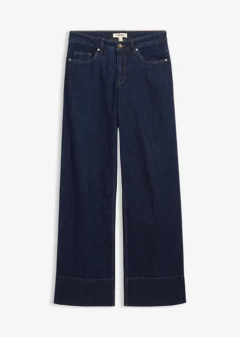 Wide Leg-jeans Mid Waist med økologisk bomull, bonprix