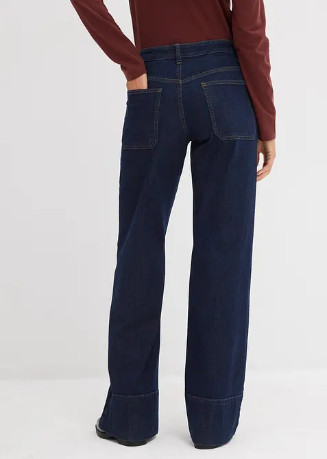 Wide Leg-jeans Mid Waist med økologisk bomull, bonprix