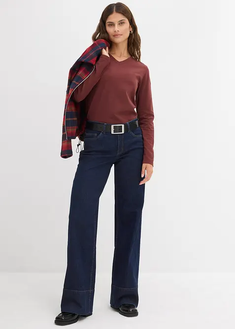 Wide Leg-jeans Mid Waist med økologisk bomull, bonprix